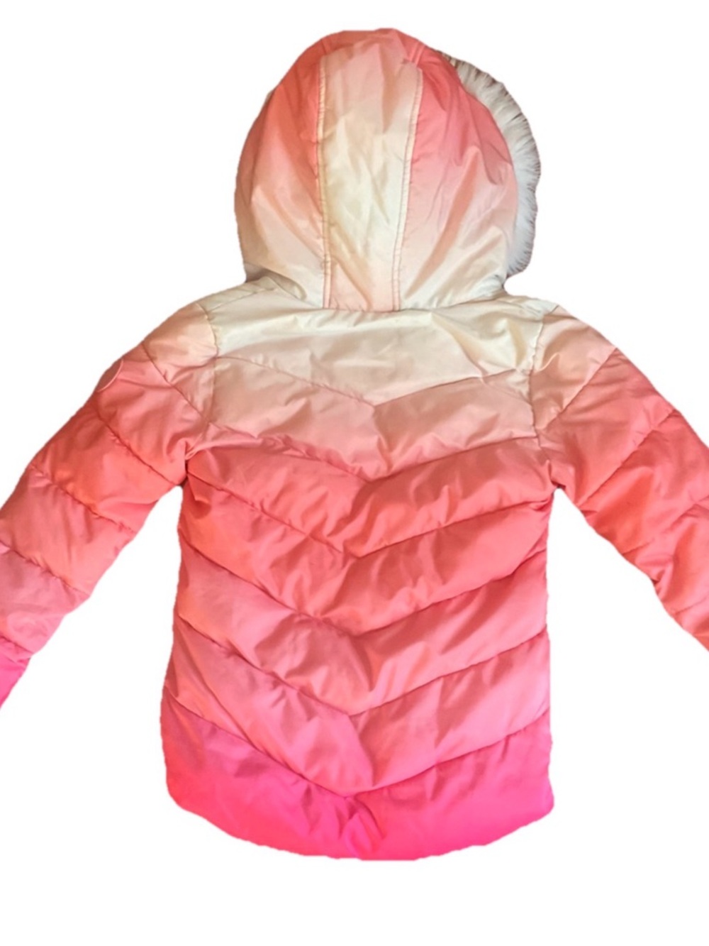 Juicy Couture Kids Pink Ombre Puffer Jacket with Faux Fur Hood - Picture 7 of 8